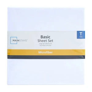 Mainstays Basic Value Microfiber Bed Sheet Set Arctic White Twin 3 Piece NEW - Picture 1 of 9
