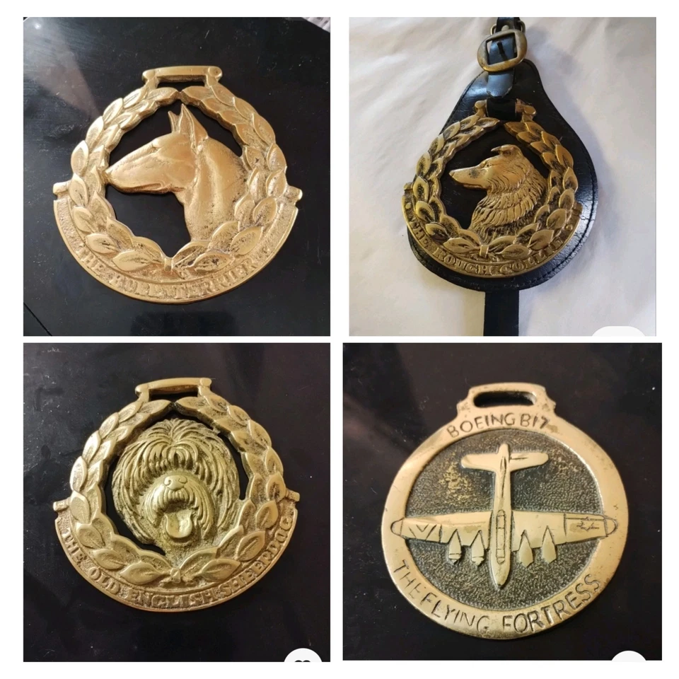 Vintage Horse Brasses  Of Rough Collie Bull Terrier Old English Sheepdog JEE + 1 - Image 1 of 4