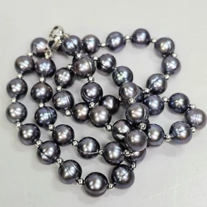 Collar de perlas Honora Tahití anilladas 8 mm 18" plata de ley 925 - Imagen 1 de 7
