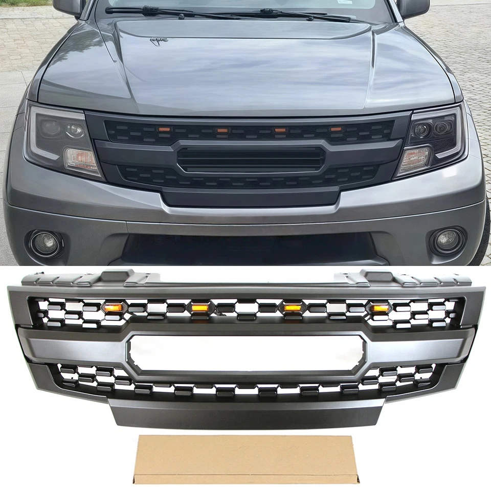 Black Front Grille Fit For 2009-2019 NISSAN Frontier Bumper Grill With LED Light - Image 1 of 4