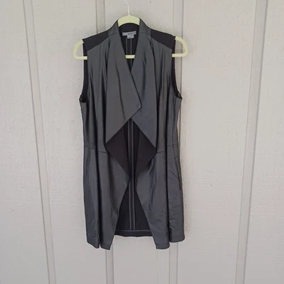 Chaleco Largo Vince Cabra Cuero Mixto Media Cascada Talla XS Drapeado Sin Mangas Foto 1 de 4