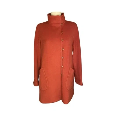 Oscar by Oscar De La Renta Orange Button Felted Angora Wool Coat - Image 1 of 4
