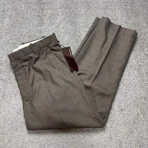 Nuevo con etiquetas Pantalones de vestir Perry Ellis marrón a cuadros 34/30 NUEVO - Imagen 1 de 6