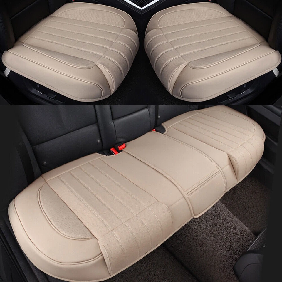 Juego completo de fundas de asiento de coche de cuero de lujo delanteras traseras protector de cojín universal Foto 1 de 4