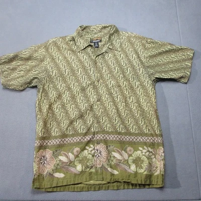 Camisa Patagonia Pataloha Para Hombres Mediana Verde Floral Hawaiana Aloha Abotonada Foto 1 de 4