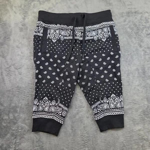 Bleecker & Mercer Athletic Jogger Kids Pants L Black White Paisley Drawstring - Picture 1 of 9