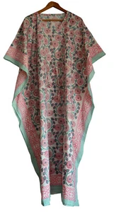 Women's Short Dress Summer V-neck Short Sleeve Cotton Summer Printed Dresses - Picture 1 of 6