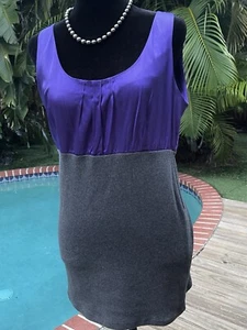 Brunello Cucinelli Royal Purple Silk Top Blouse Bodice & Gray  XXL - Picture 1 of 6