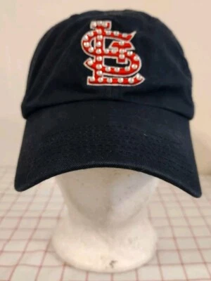 Boné St Louis Cardinals azul feminino ajustável bordado lantejoulas deslumbrado - Imagem 1 de 4