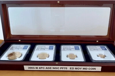 2003-W 4PC  Gold Eagle Set NGC PF70 Ed Moy Signed - Image 1 of 4