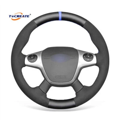 Genuine Leather Suede Steering Wheel Cover for Ford Focus Escape C-MAX #AB05 - Image 1 of 4