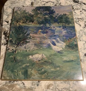 Mädchen auf einem Boot mit Gänsen Berthe Morisot Hartpappe Druck - Bild 1 von 7