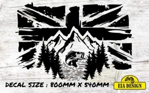 BANDERA DEL REINO UNIDO Caravana/Cámper Van Nº5 capó vinilo calcomanía negro brillo 800 mm x 540 mm - Imagen 1 de 2