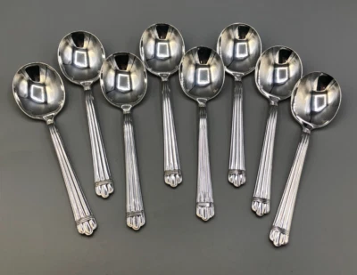 Juego de 8 cucharas sopera crema Aria by Christofle Francia plateadas 6,5" Foto 1 de 4