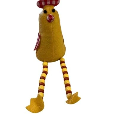 Cuidador de estante de pollo de fieltro de granja rústico con patas con cuentas gallina primitiva Foto 1 de 4