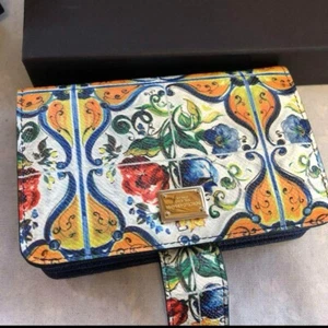DOLCE & GABBANA Multicolor Majolica Print Bi-fold Wallet LIMITED from japan F/S - Picture 1 of 7