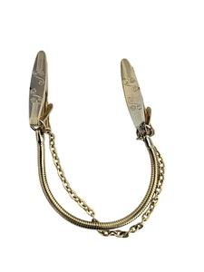 Vintage Etched Gold Tone Sweater Guard Chain Clips - Picture 1 of 5
