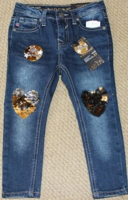 Pantalones de mezclilla Vigoss para niña 2 2T Jagger ajustados lentejuelas azules nuevos con etiquetas ajuste cintura corazón Foto 1 de 2