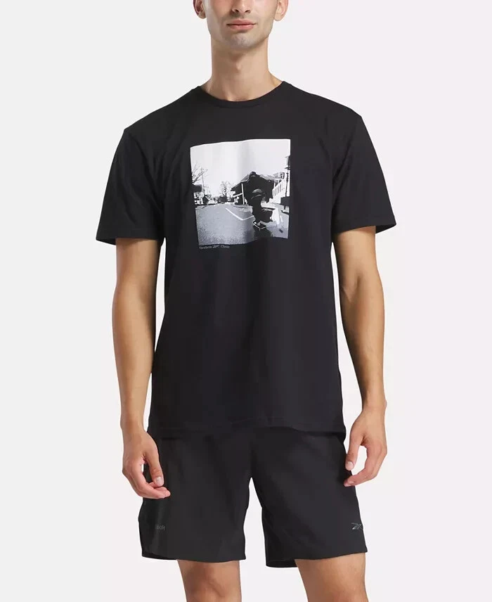 Reebok Mens Regular fit Short Sleeve Graphic T-Shirt Shirt Black XL