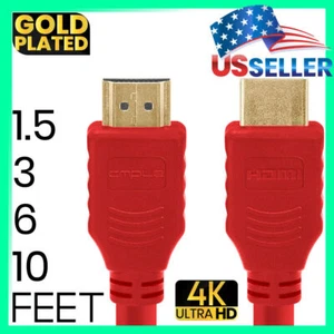 28AWG Red HDMI Cable High Speed HDMI Cord UHD Ethernet XBOX PS5 Nintendo Switch - Picture 1 of 7
