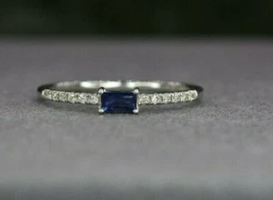 Anillo halo de boda de zafiro simulado de corte esmeralda de 1,4 quilates plata 925 - Imagen 1 de 6