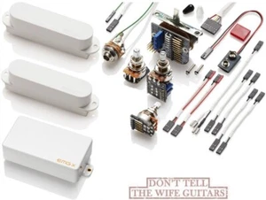 EMG SX / SX / 89X WHITE STRAT HSS HUMBUCKER & SINGLES PICKUP SET SWITCH & WIRING - Picture 1 of 3