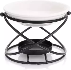 European Metal Oil Burner Wax Warmer, Delicate Romantic Ceramic Tealight Candle - Picture 1 of 6