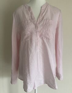 Sportscraft Baby Pink Linen Shirt Size 10 VGC