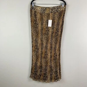 Chicos Leopard Print Crinkle Pleated Maxi Skirt Womens 2 US L Chiffon Zip - Picture 1 of 10