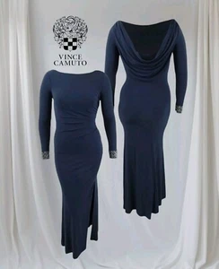 Vince Camuto Size 12 crystal Embellished Sexy Drape Evening Bodycon Maxi Dress - Picture 1 of 14