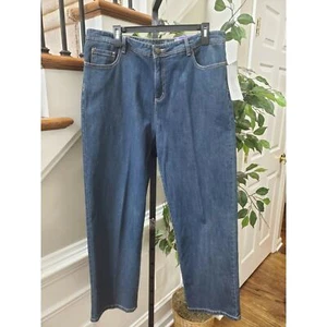 Slimmer Classic Women's Denim Blue Cotton Mid Rise Straight Leg Jeans Pants 16W - Picture 1 of 12