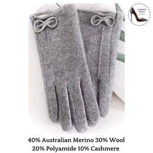 Luxury Cashmere Merino Wool Gloves Classic Grey Driving Winter Warm Cozy Gloves - Picture 1 of 7