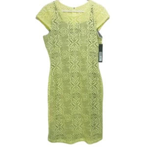 Andrew Marc Marc NY NWT Lemon Drop MD4L3128 yellow gray lace dress 8 MSRP $138 - Picture 1 of 10