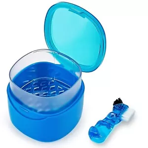 Denture Cleaning Case Dental Retainer Container Soaking Cup with Brush, Denture  - Picture 1 of 9