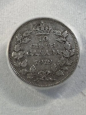 1919 Canada 10 Cents Silver Coin Graded VF 30 by ANACS - Image 1 of 4
