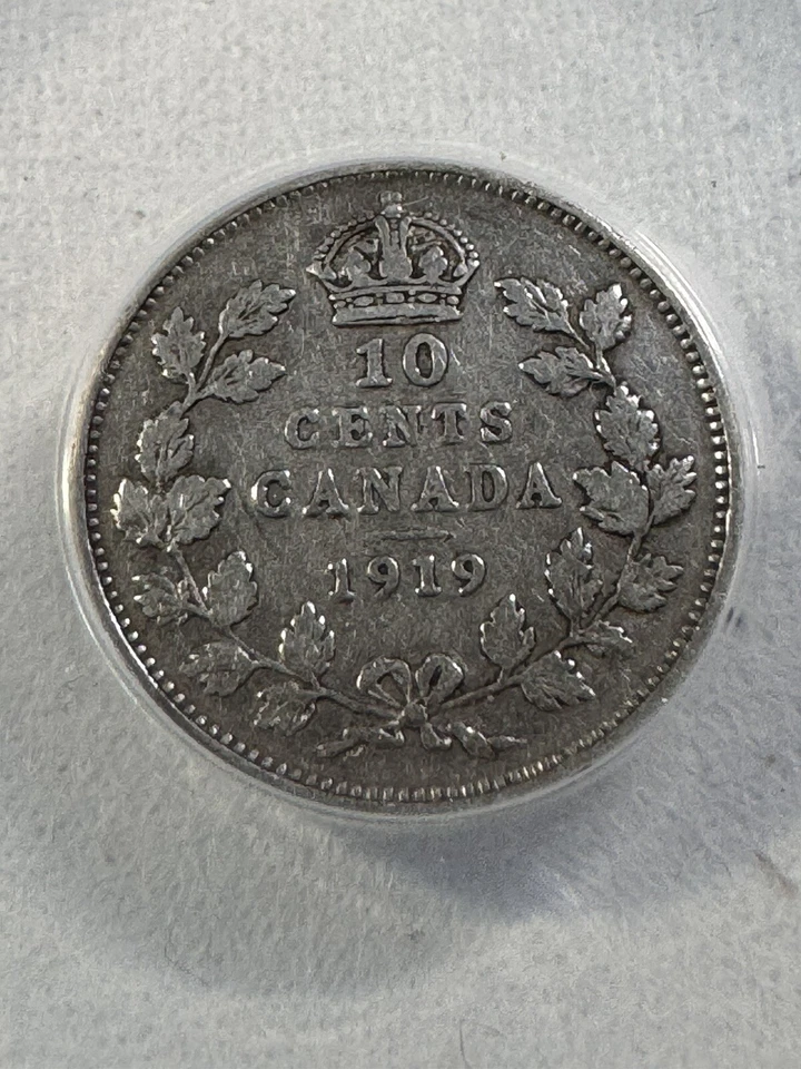 1919 Canada 10 Cents Silver Coin Graded VF 30 by ANACS - Image 1 of 4