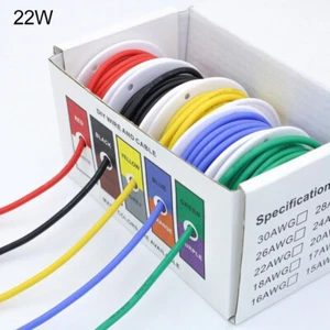 18-24AWG Heat Resistant Hookup Stranded Wire Kit 5Color Tinned Copper Cable Wire - Picture 1 of 17