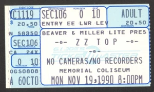 ZZ TOP JEFF HEALEY CONCERT TICKET STUB NOV 19 1990 MEMORIAL COLISEUM PORTLAND OR - Picture 1 of 2