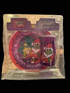NEU How The Grinch Stole Weihnachten Plätzchenteller und Milchglas Set Inzone - Bild 1 von 12