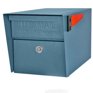 Mail Boss Post Mount Mailbox W/High Security Reinforced Locking System Blue - Picture 1 of 9