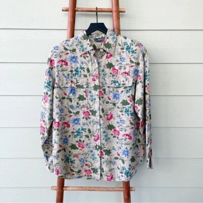 Camisa vintage Lizwear para mujer M floral cabaña con botones Foto 1 de 4