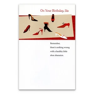 Funny BIRTHDAY Card FOR SISTER, Shoe Shopping by American Greetings +Envelope - Picture 1 of 4