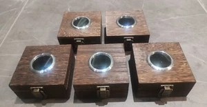 5 Sets of Sycamore Wood Box w/ Magnifier Window Storage Case for Zippo Lighters - Picture 1 of 6