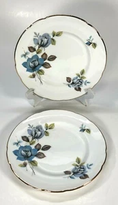 Vintage Paragon Bread Dessert Plates Blue Mist 6" Blue Roses England Set of 2 - Picture 1 of 10