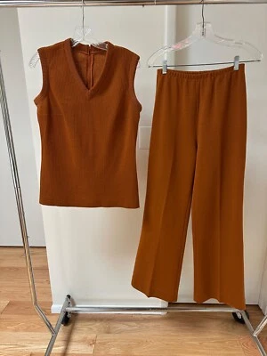 De Colección '50's - '70s Mod GoGo Disco Ocio Pantalón Traje Naranja Óxido Tejido 2 Piezas (S) Foto 1 de 4