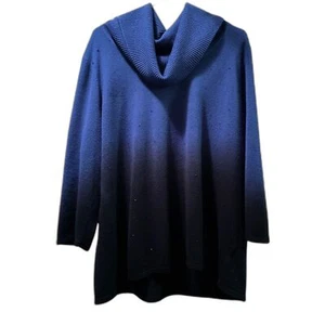 Women's Black and Blue Ombre Elementz 3x Cowl Neck Sweater - Picture 1 of 10