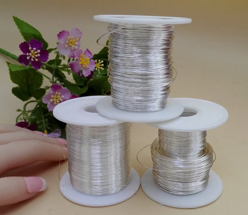 Cuentas de hilo de plata pura 99,99 % real de 1 yarda hágalo usted mismo artesanía joyería hacer alambre Foto 1 de 3