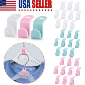 10~100 Clothes Hanger Connector Hooks Closet Hanger Organizer Space Saving Clips - Picture 1 of 16