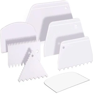 Cake Scraper Cake Smoother, 7 Pcs Dough Scraper Bowl Scraper Cake Cutter Cake Sp - Picture 1 of 12