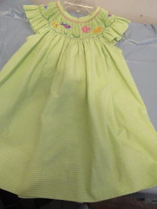 G) Vestido de pez a cuadros verdes ajustado a mano para niñas talla 2 - Imagen 1 de 9